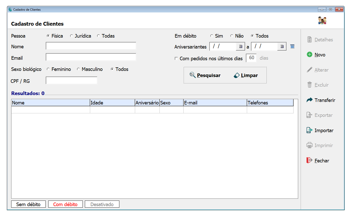 Tela de Cadastro de Clientes