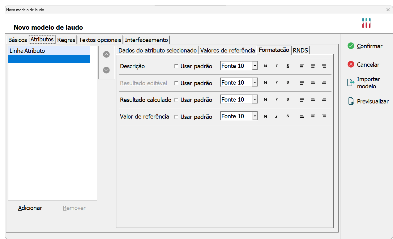 Aba Atributos - Formatação