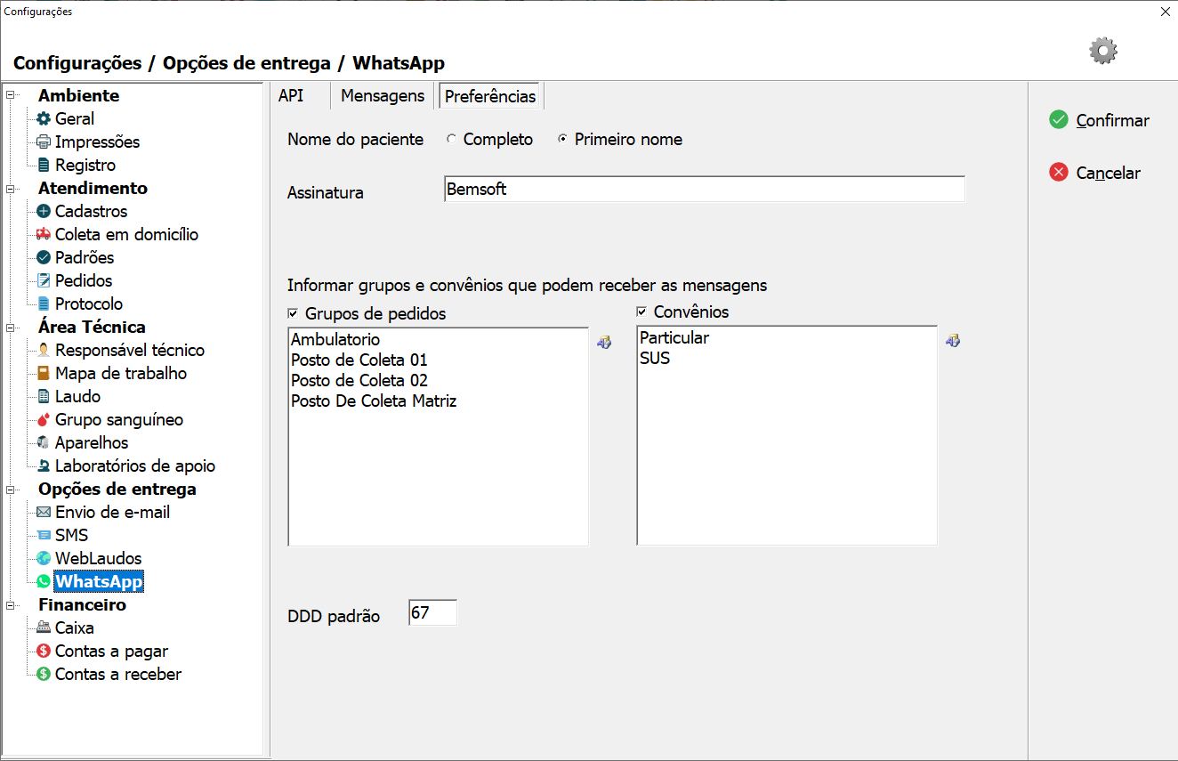 Tela de configuração de Preferências do WhatsApp.