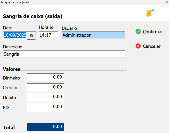 Janela de Sangria de Caixa